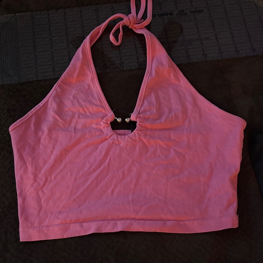 SHEIN Pink Halter Tank Top